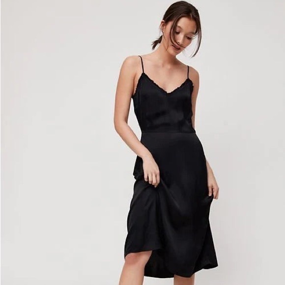 Aritzia Wilfred Mille Black Silk Dress Size 6 - Picture 1 of 5
